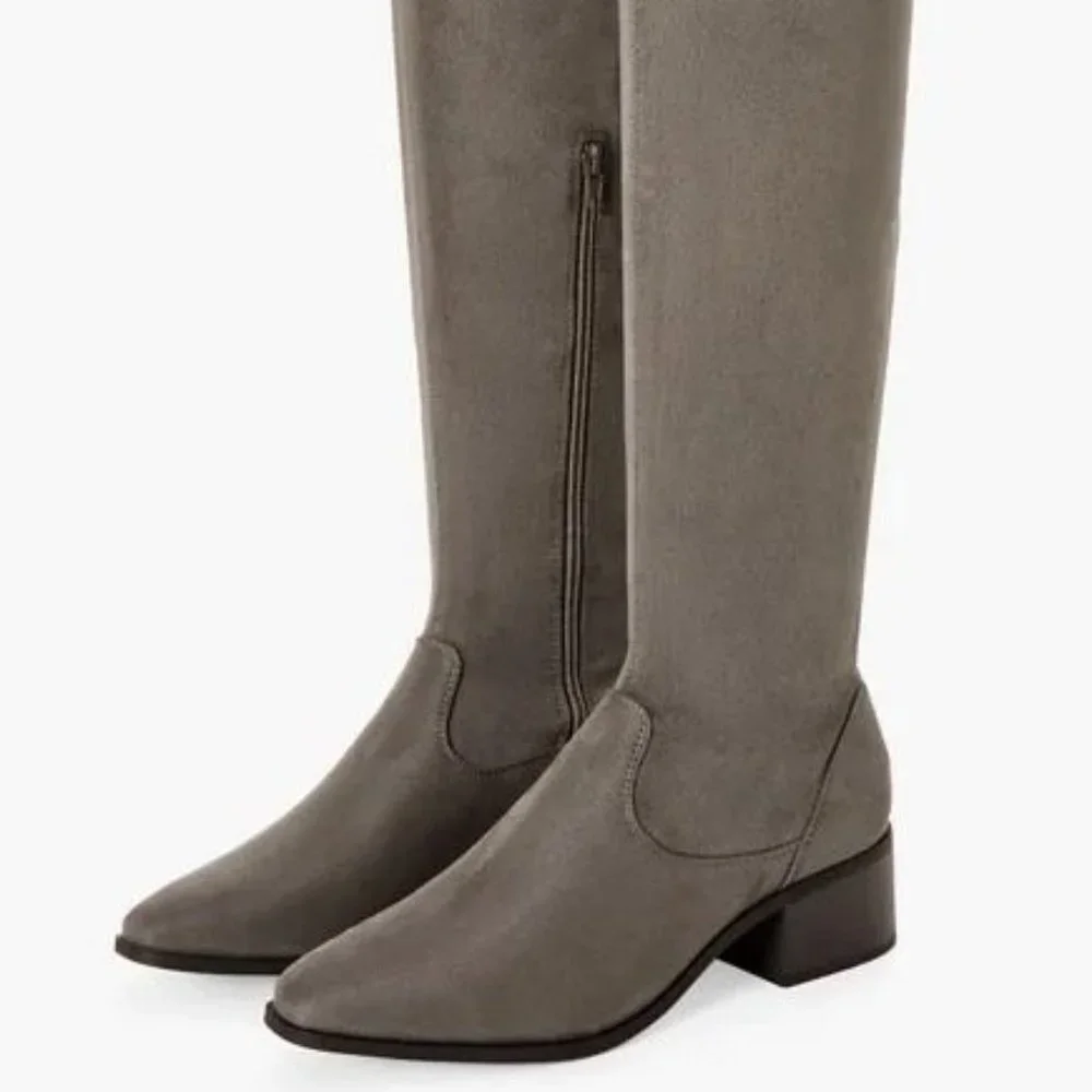 NIB JUSTFAB HANNAH OVER-THE-KNEE FLAT BOOTS (7.5 / GREY)